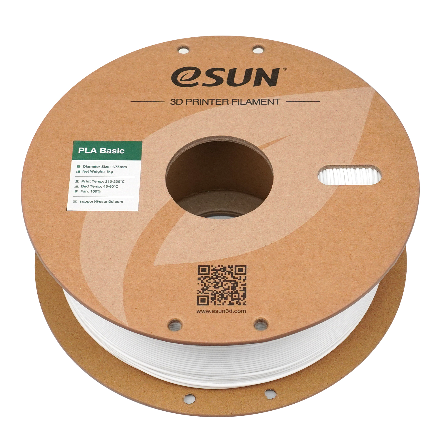 Filament eSUN PLA Basic 1,75 mm 1 kg szpula papierowa - Biały - obrazek 4