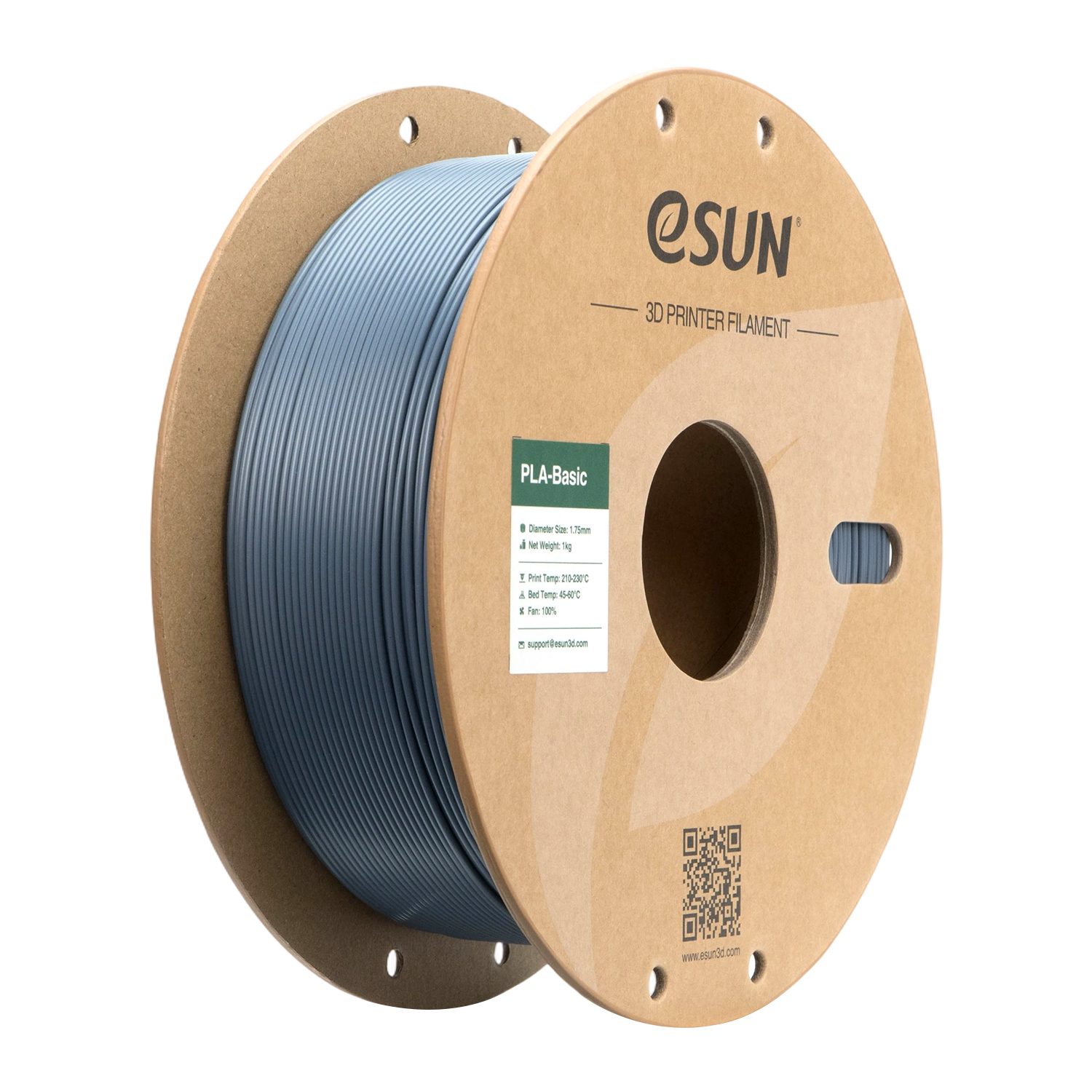 Filament eSUN PLA Basic 1,75 mm 1 kg szpula papierowa - Szary