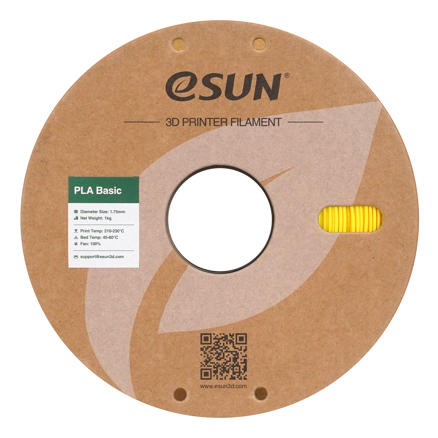 Filament eSUN PLA Basic 1,75 mm 1 kg szpula papierowa - Żółty - obrazek 2