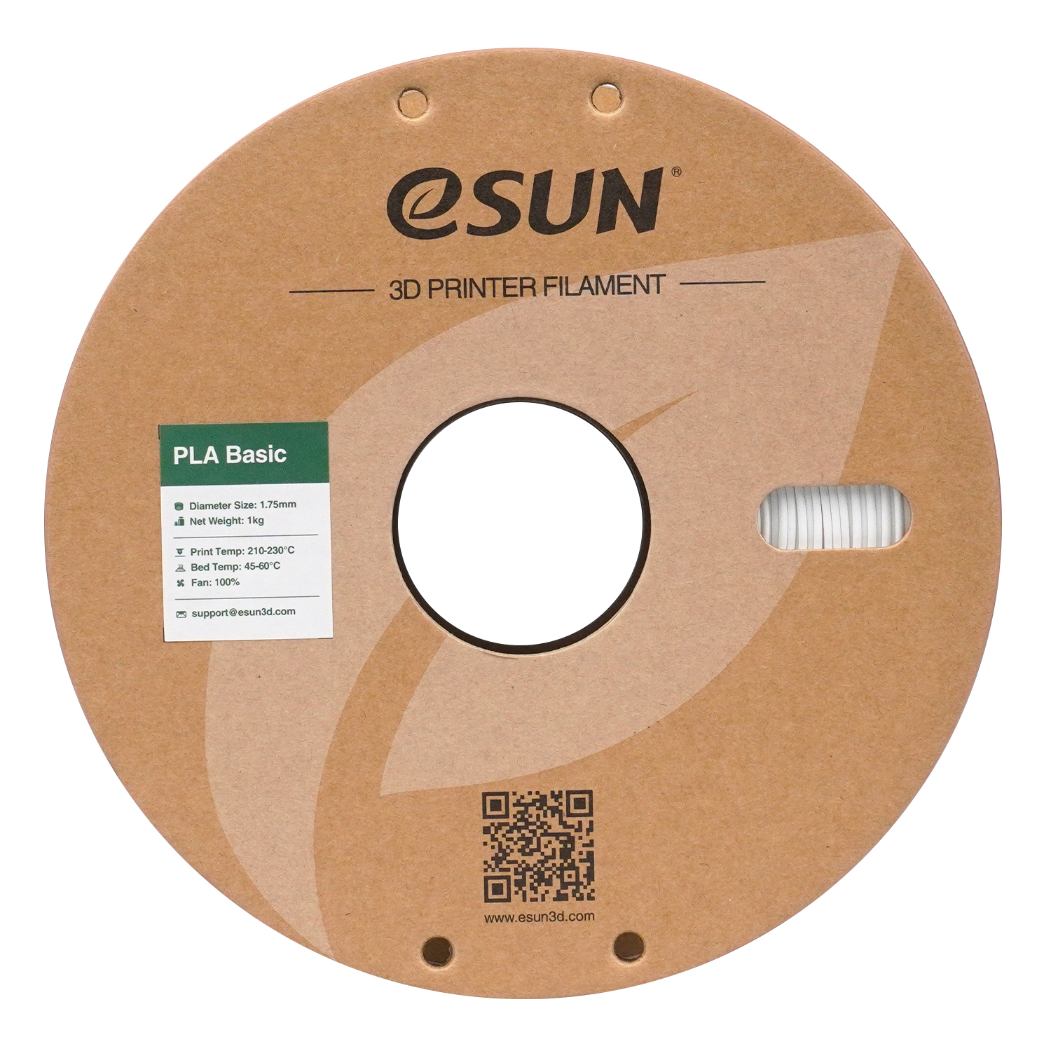 Filament eSUN PLA Basic 1,75 mm 1 kg szpula papierowa - Biały - obrazek 2