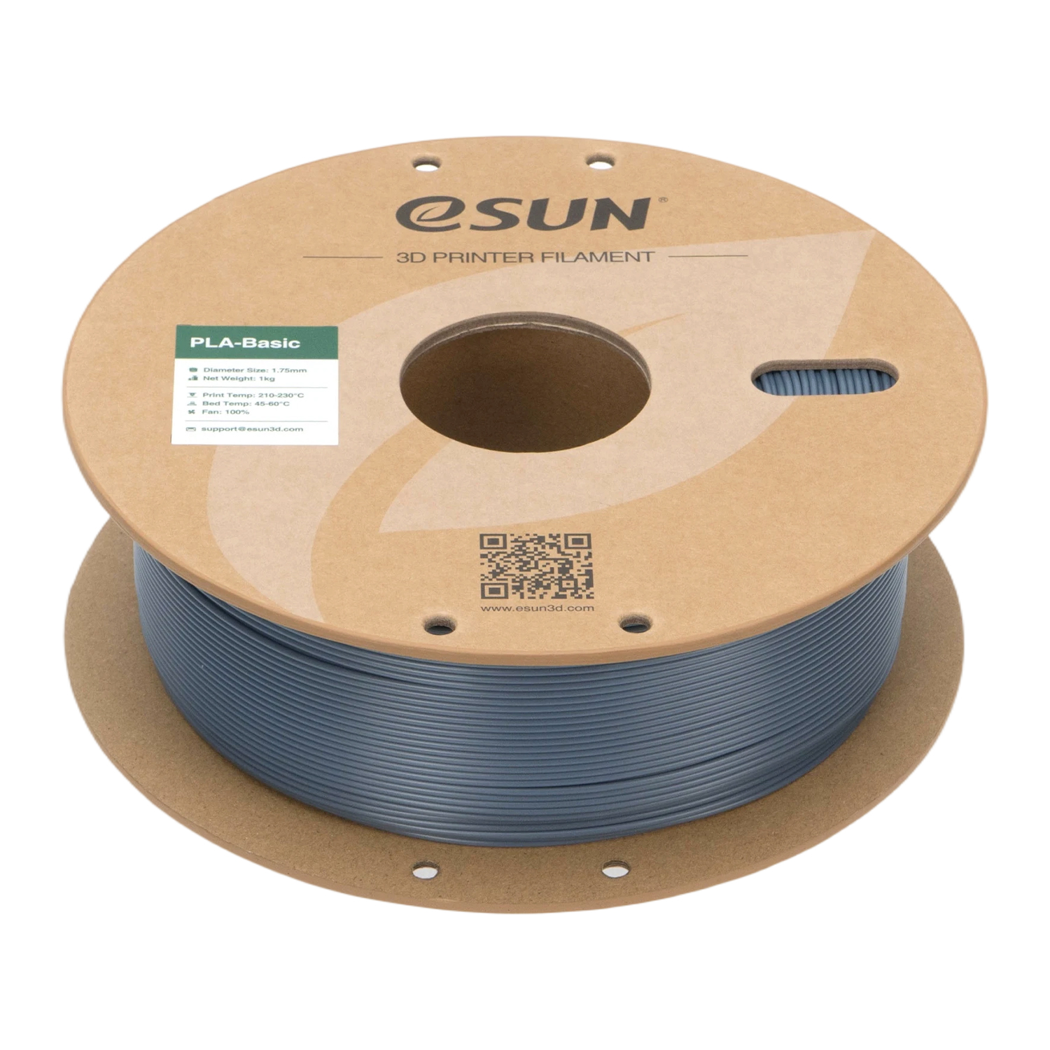 Filament eSUN PLA Basic 1,75 mm 1 kg szpula papierowa - Szary - obrazek 4