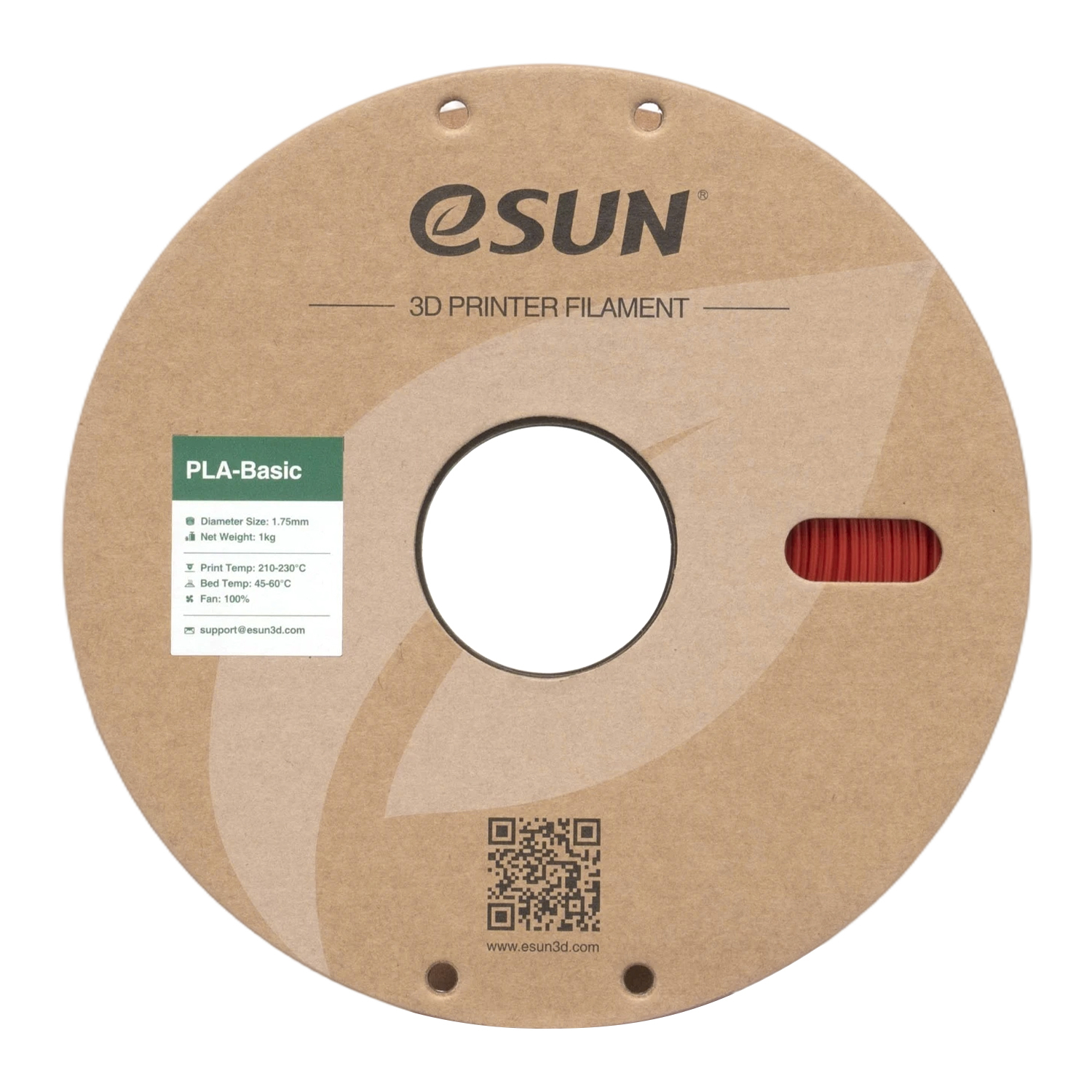 Filament eSUN PLA Basic 1,75 mm 1 kg szpula papierowa - Czerwony - obrazek 2