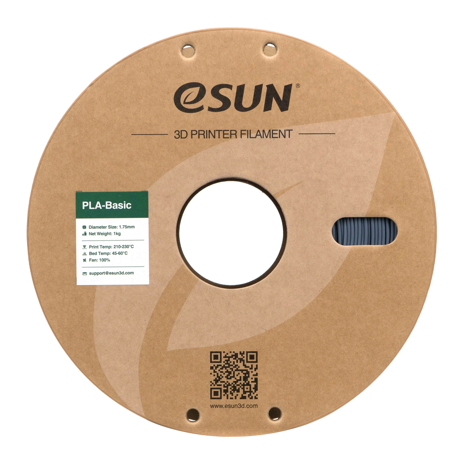 Filament eSUN PLA Basic 1,75 mm 1 kg szpula papierowa - Szary - obrazek 2