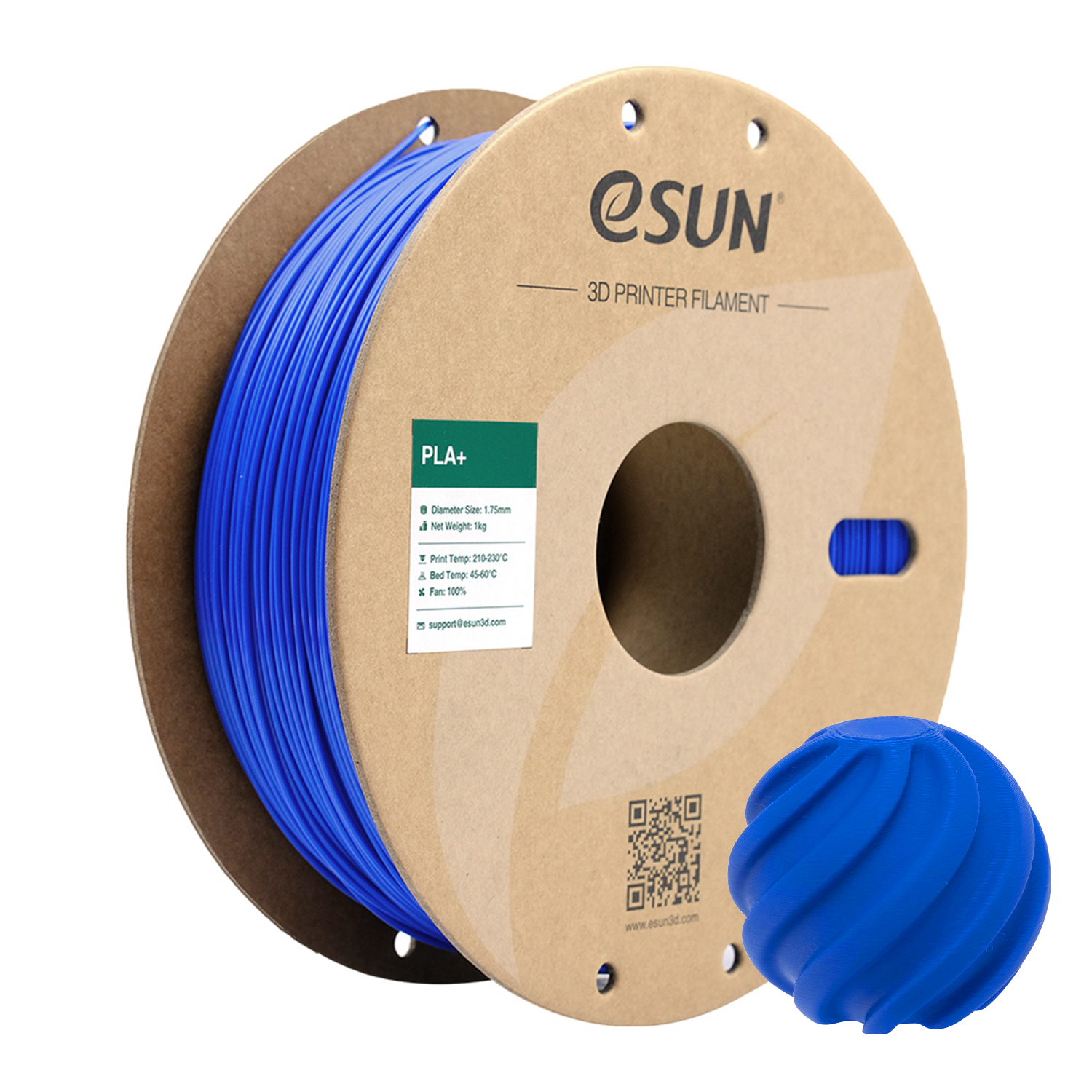 Filament eSUN PLA+ 1,75 mm 1 kg szpula papierowa - Niebieski - obrazek 2