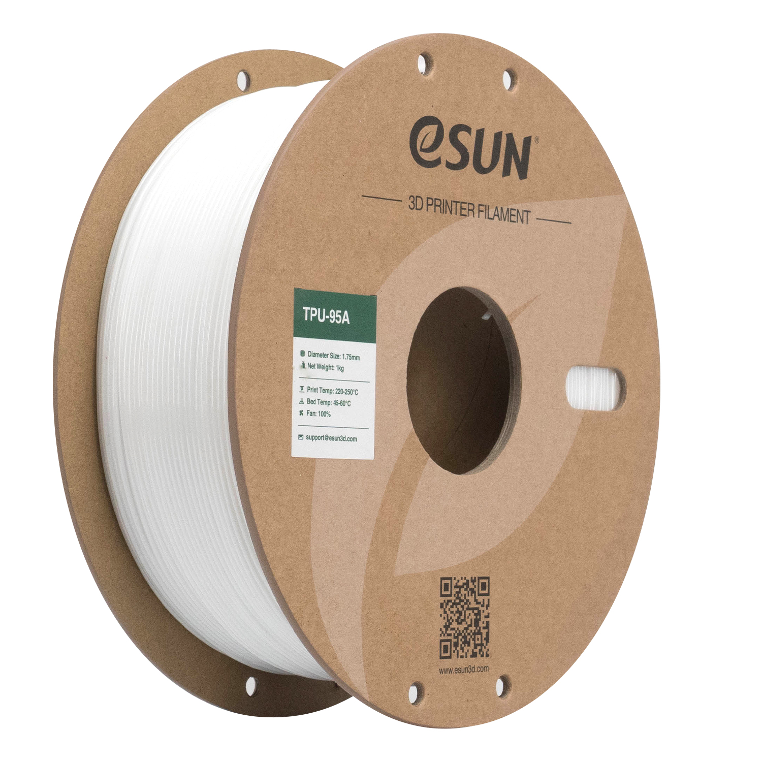 Filament eSUN TPU 95A 1,75 mm 1 kg szpula papierowa - Biały